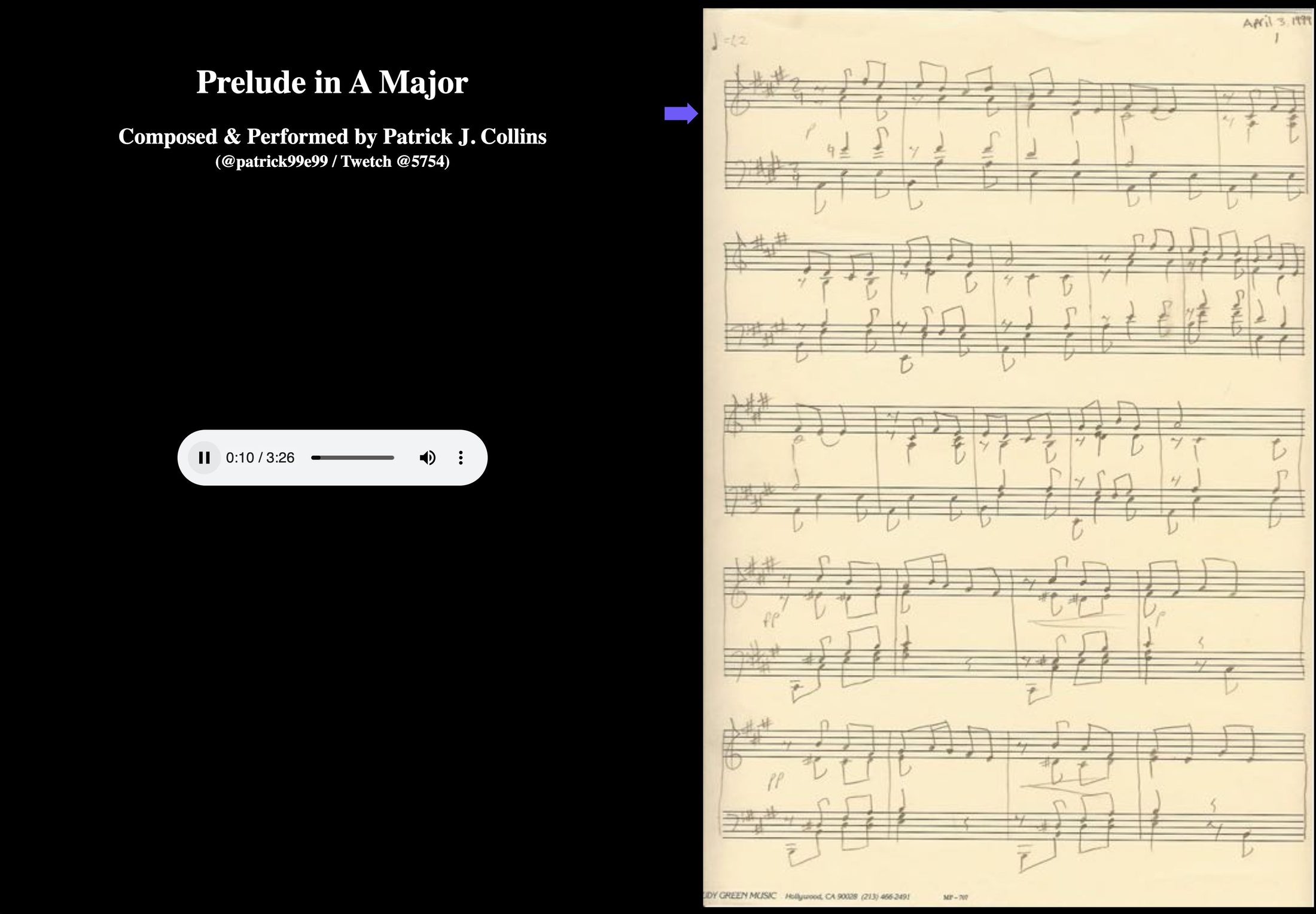 Prelude in A Major by Patrick J. Collins