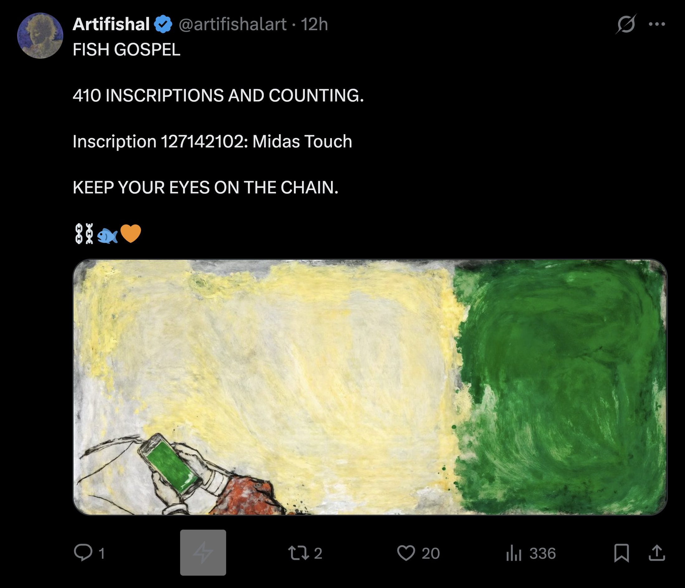 "KEEP YOUR EYES ON THE CHAIN" – @artifishalart
